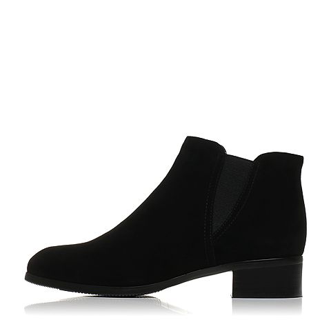 STACCATO/思加图冬季专柜同款黑色羊绒皮女皮靴M1101DD7