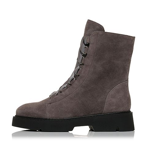 STACCATO/思加图冬季专柜同款灰色羊绒皮女皮靴R7101DD7