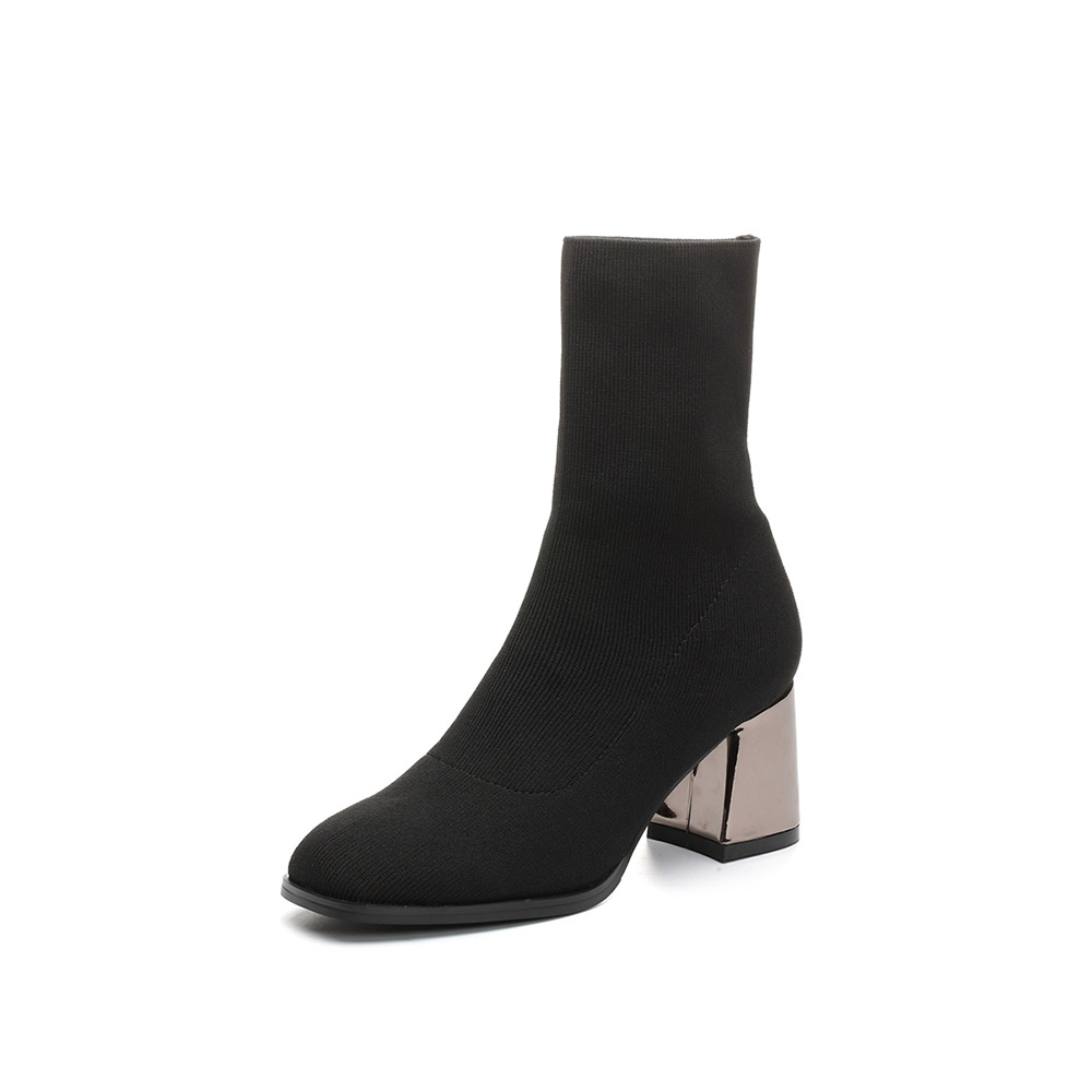 STACCATO/思加图冬季专柜同款黑色编织帮面女袜靴R9101DZ7
