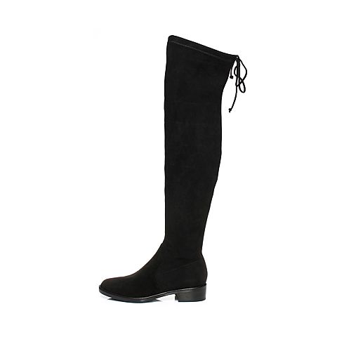 STACCATO/思加图冬季专柜同款黑色羊绒皮绒里女皮靴9RA98DC7