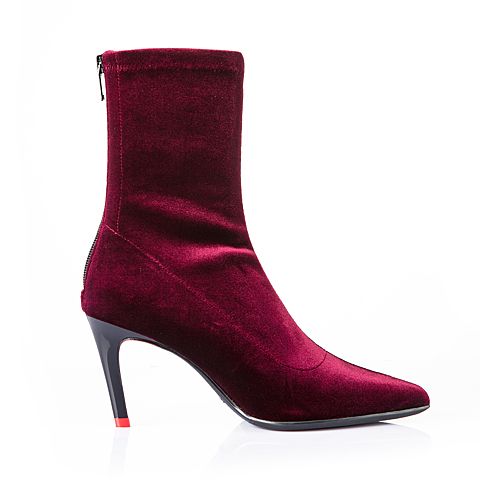 STACCATO/思加图2017年冬季专柜同款深红色毛绒布女靴9J415DZ7