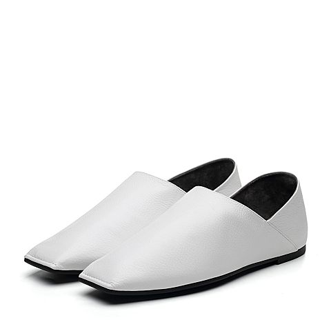 STACCATO/思加图2018年春季专柜同款白色羊皮满帮女皮鞋9K910AM8