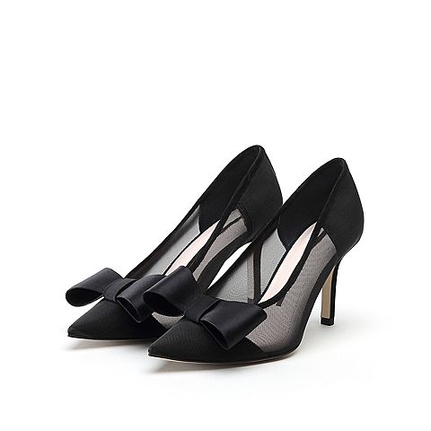 STACCATO/思加图2018年春季专柜同款黑色网布浅口女单鞋9I219AQ8