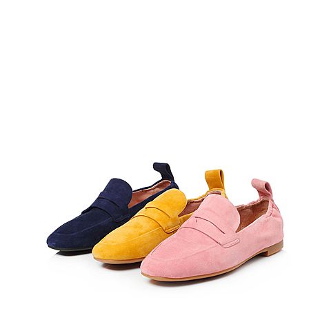 STACCATO/思加图2018年春季专柜同款粉色羊绒皮满帮女皮鞋9D922AM8
