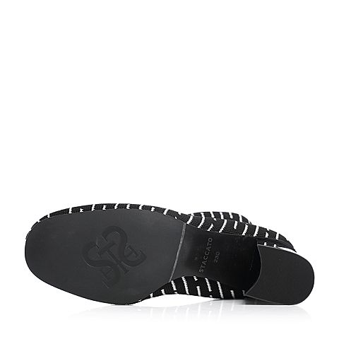 STACCATO/思加图2018年春季专柜同款黑白撞色编织帮面女短靴9H511AD8
