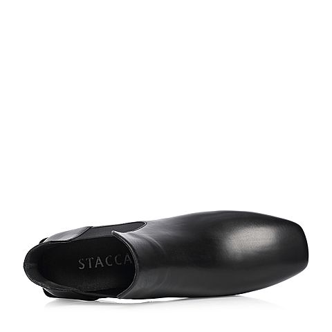 STACCATO/思加图2018年春季专柜同款黑色胎牛皮切尔西女皮靴N4301AD8