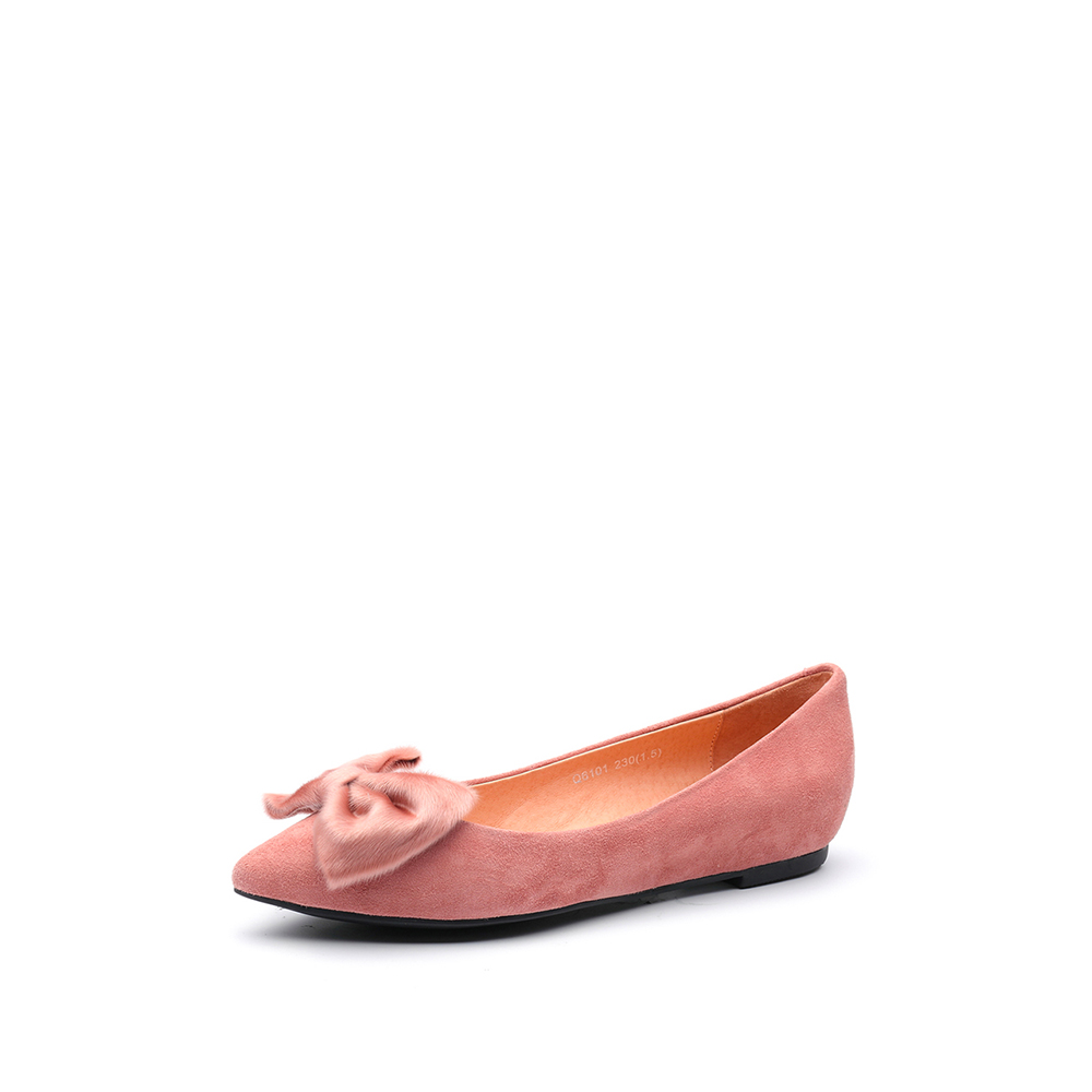 STACCATO/思加图2018年春季专柜同款深粉色羊绒皮浅口单鞋Q6101AQ8