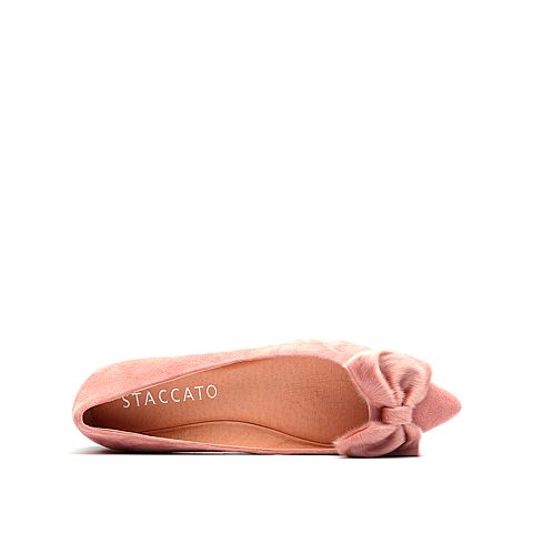 STACCATO/思加图2018年春季专柜同款深粉色羊绒皮浅口单鞋Q6101AQ8