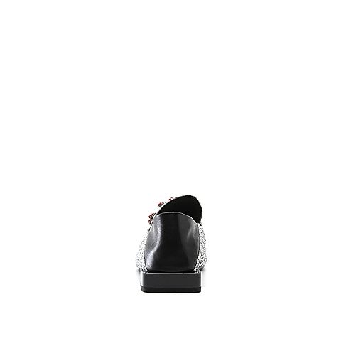 STACCATO/思加图2018年秋季专柜同款银色亮片布满帮女皮鞋9K924CM8