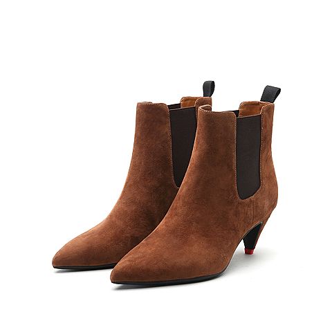 STACCATO/思加图2018冬专柜同款羊绒尖头锥跟女短靴9T405DD8