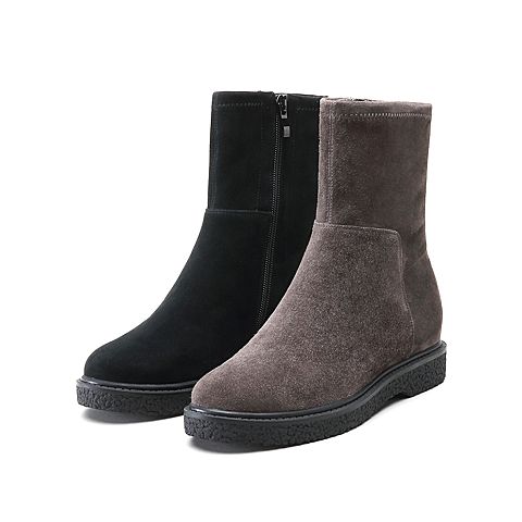 STACCATO/思加图2018冬专柜同款羊绒皮革女皮靴短靴L8701DZ8