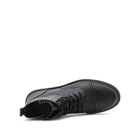 思加图2020冬季新款系带拉链低跟短靴女皮靴子9Y607DD0