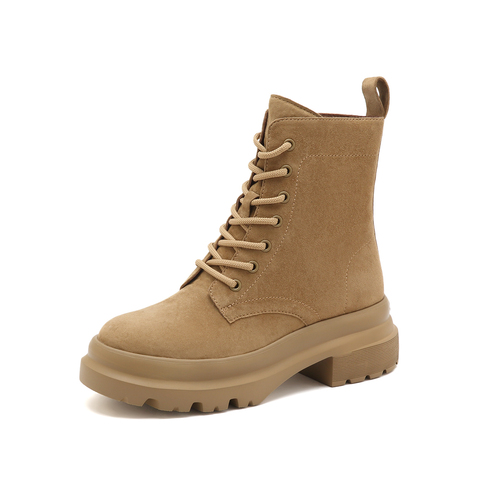 思加图2023冬季新款英伦风厚底马丁靴短靴女皮靴EF302DD3