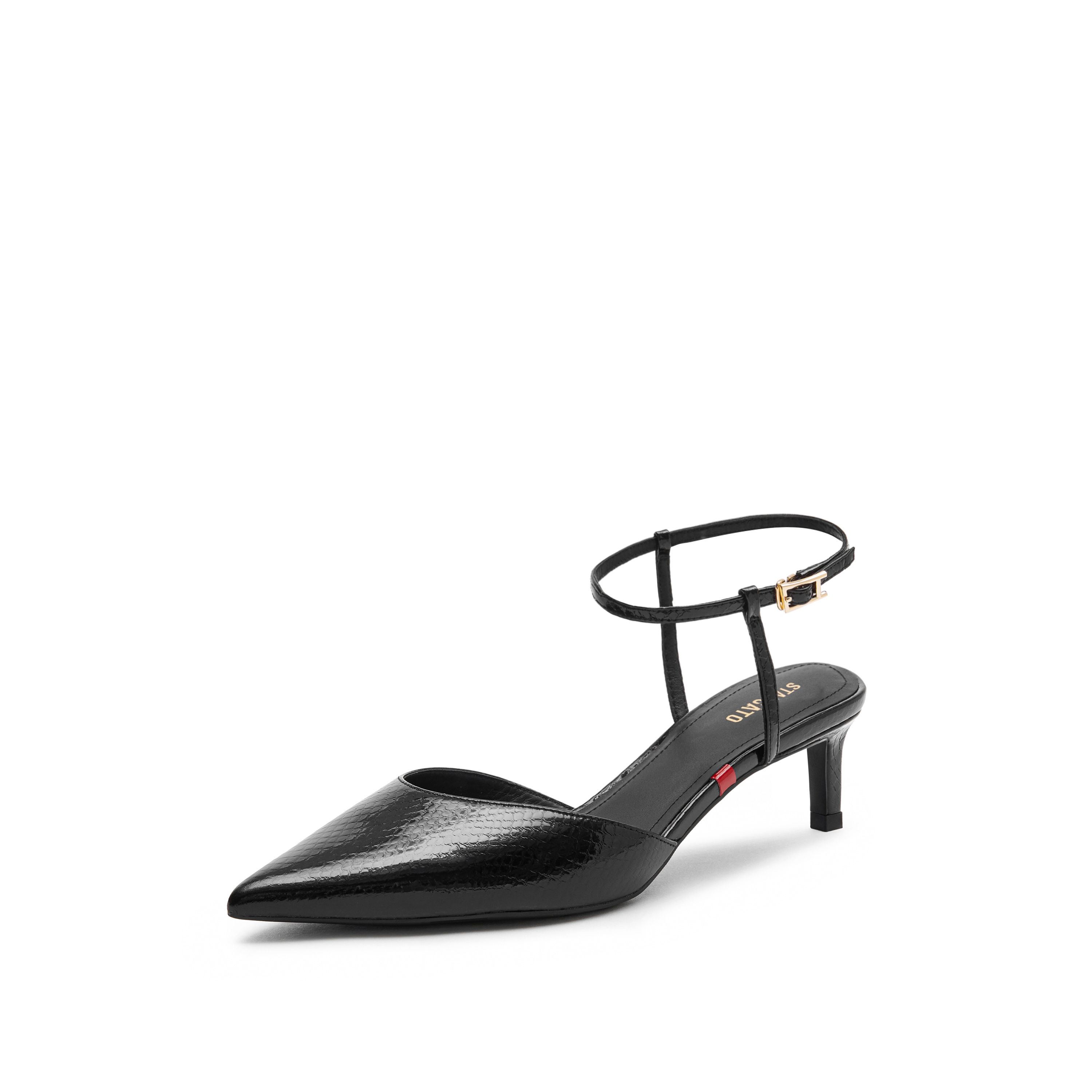 思加图2024春季新款美杜莎包头凉鞋中跟鞋气质女后空凉鞋EDK58AH4