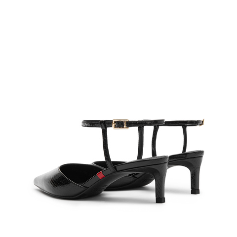 思加图2024春季新款美杜莎包头凉鞋中跟鞋气质女后空凉鞋EDK58AH4