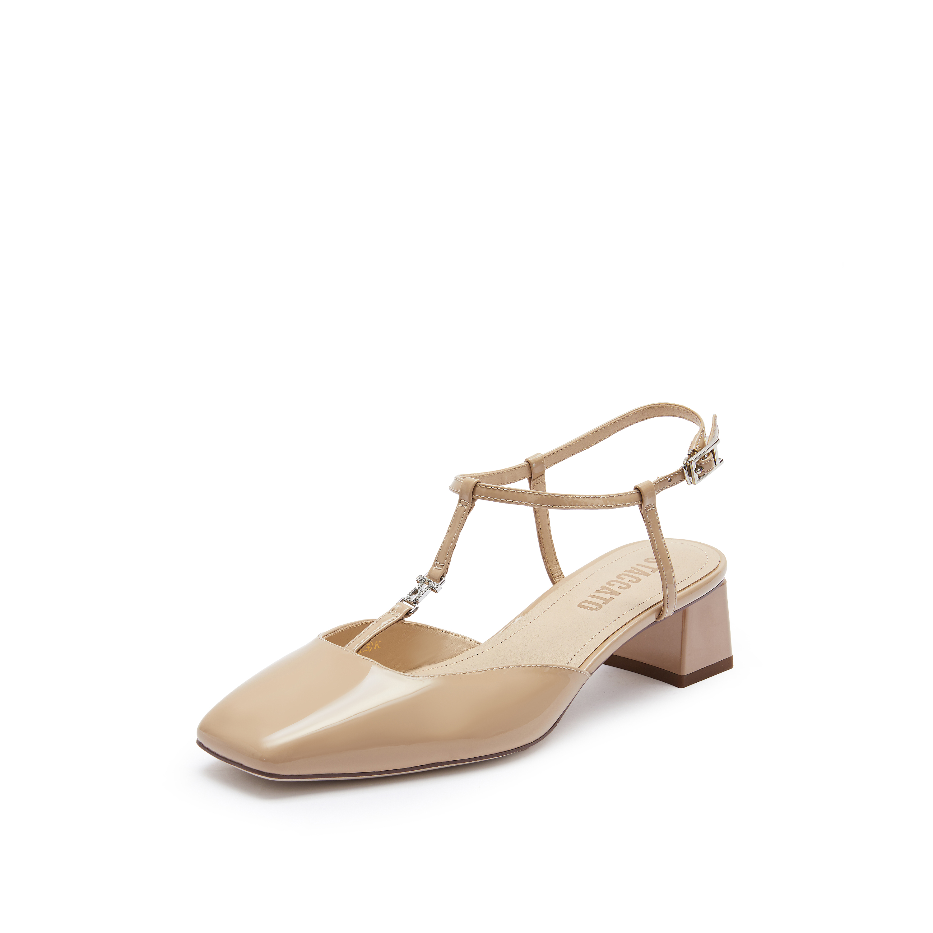 思加图2024春季新款时尚玛丽珍奶油鞋鞋粗跟凉鞋女皮凉鞋EL610AH4