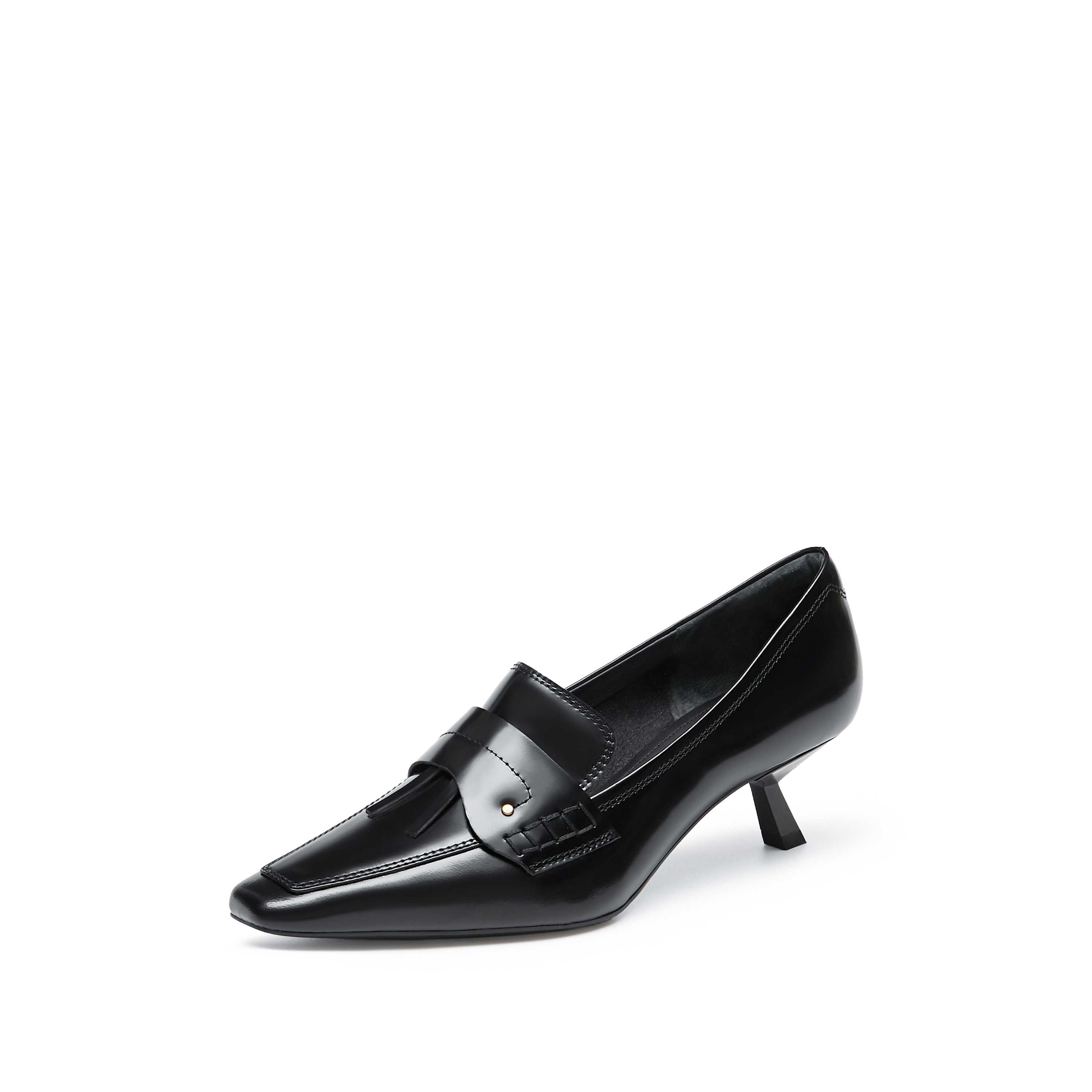 思加图2024秋季新款英伦风复古乐福鞋细跟鞋单鞋女皮鞋ES802CA4