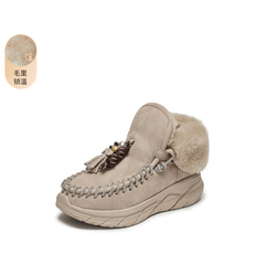 思加图2025冬季新款复古雪地靴保暖低靴短靴厚底增高女靴S6030DD5