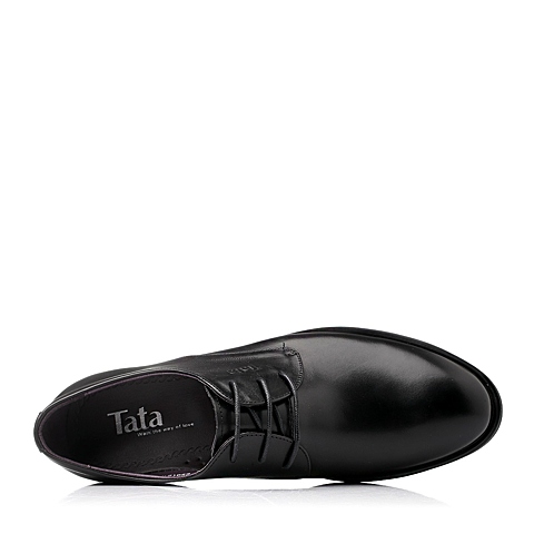 Tata/他她秋季黑色时尚商务休闲牛皮男鞋W3610CM4