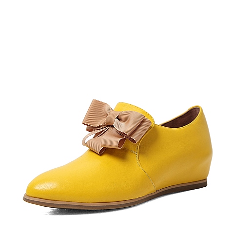 Tata/他她春季专柜同款黄色绵羊皮女单鞋LJ120AM5