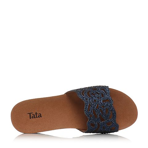 Tata/他她夏季专柜同款墨兰浪漫唯美坡跟女凉鞋2R608BT5