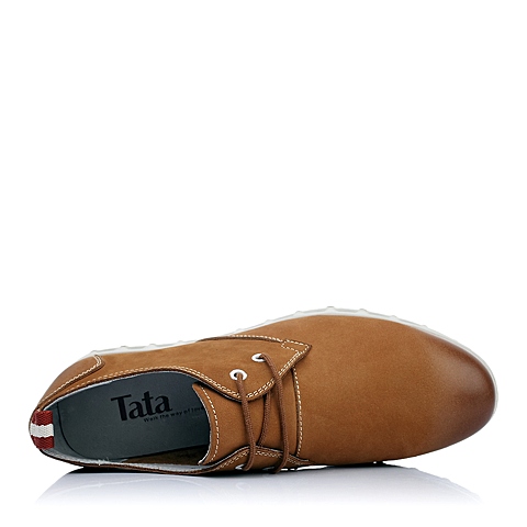 Tata/他她年夏季土黄色牛皮潮流休闲系带男单鞋2576KBM5