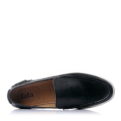 Tata/他她秋季黑色时尚休闲舒适牛皮男皮鞋A8902CM5