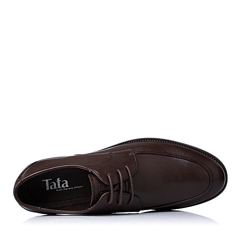 Tata/他她秋季棕色牛皮时尚都市商务精英男皮鞋D8716CM5