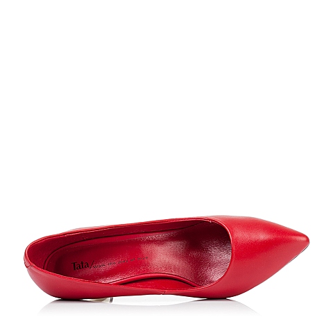 Tata/他她秋季专柜同款红色时尚优雅牛皮女单鞋AFV30CQ5