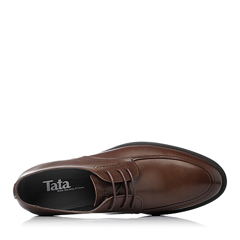 Tata/他她冬季棕色牛皮商务时尚男单鞋H6100DM5