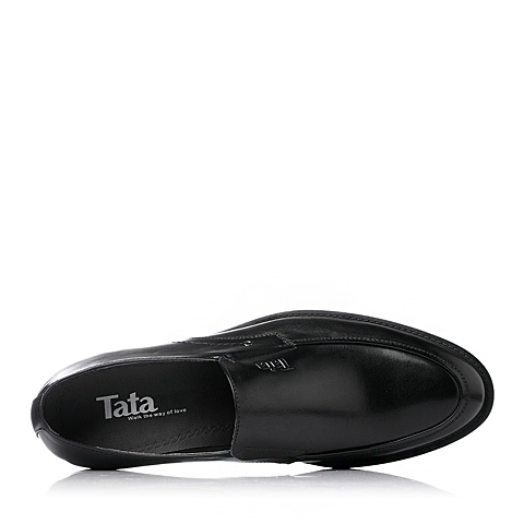 Tata/他她冬季黑色牛皮商务时尚男单鞋H6000DM5