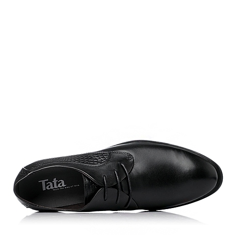 Tata/他她冬季黑色牛皮男单鞋FA890DM5