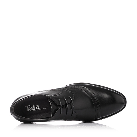 Tata/他她冬季黑色牛皮男单鞋R0810DM5