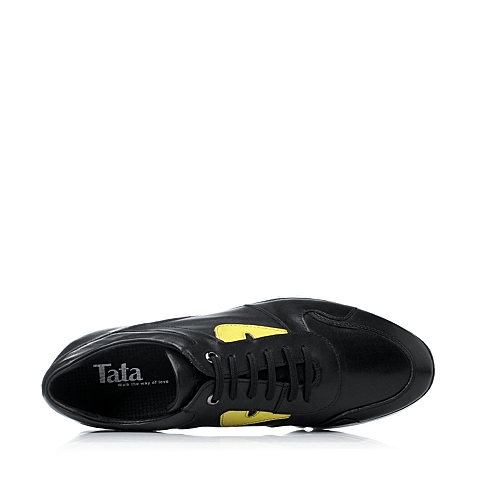 Tata/他她冬季黑色牛皮男单鞋F1519DM5