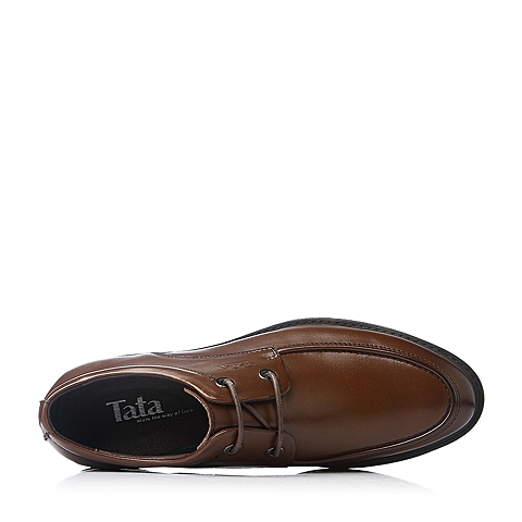 Tata/他她冬季棕色牛皮商务时尚男单鞋10600DM5