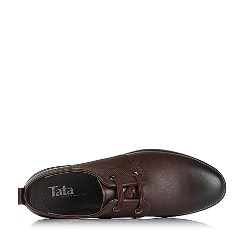 Tata/他她秋季专柜同款浅棕色打蜡牛皮男单鞋V350DCM5