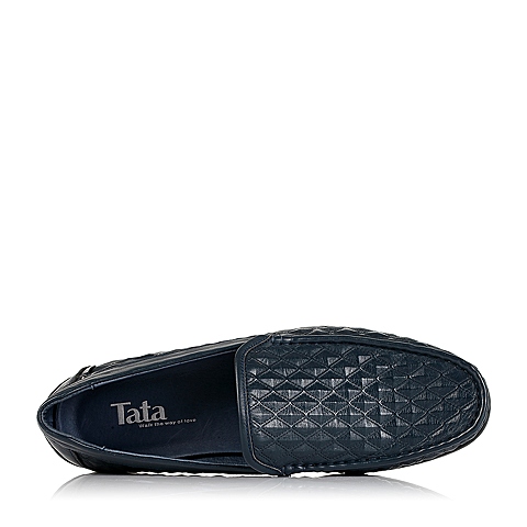 Tata/他她秋季专柜同款蓝色压纹牛皮男单鞋V3600CM5