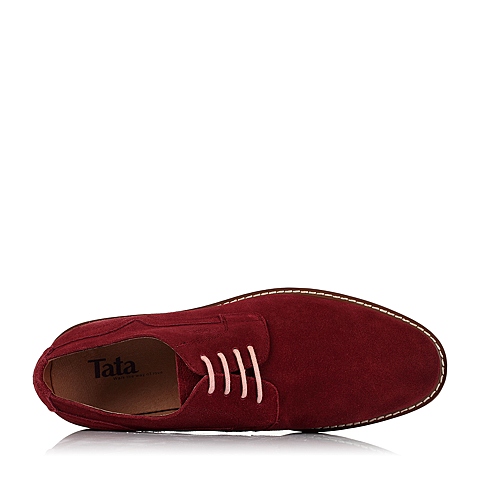Tata/他她秋季专柜同款酒红色牛二层皮男单鞋F4220CM5