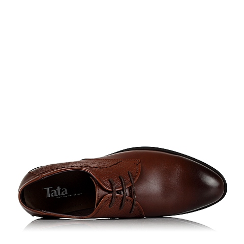Tata/他她秋季专柜同款棕色打蜡牛皮男单鞋V3508CM5