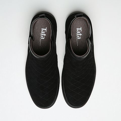 Tata/他她冬季专柜同款黑色二层牛皮男靴F9L51DDD5