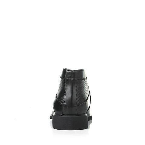 Tata/他她冬季专柜同款黑色牛皮男靴（绒里）V465RDD5