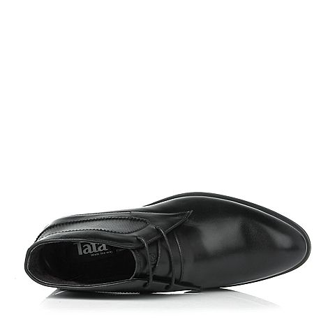 Tata/他她冬季专柜同款黑色牛皮男靴（绒里）V465RDD5