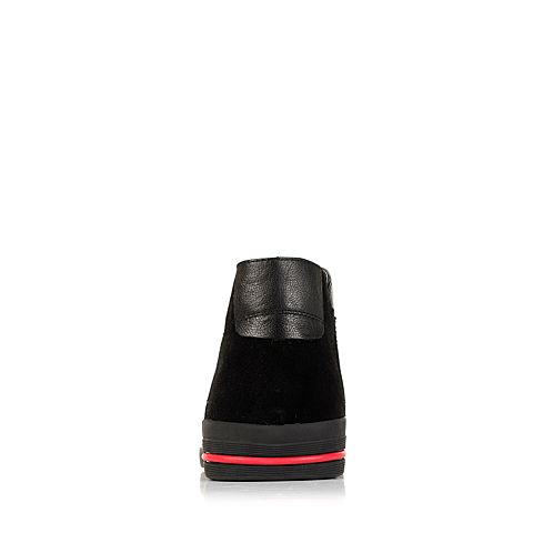 Tata/他她冬季专柜同款黑色牛皮男靴（绒里）V464RDD5