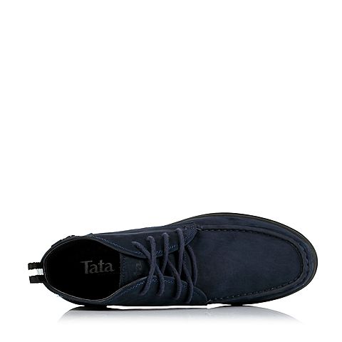 Tata/他她冬季专柜同款蓝色磨砂牛皮男靴VV471DD5