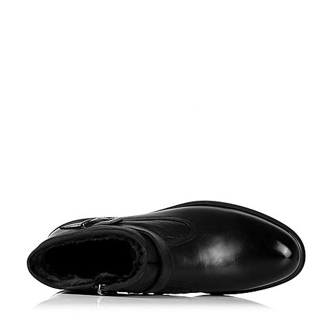 Tata/他她冬季专柜同款黑色磨砂牛皮男靴（绒里）V4517DD5