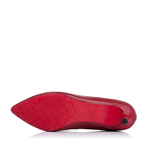 Tata/他她秋季专柜同款红色羊皮浅口女单鞋V306DCQ5