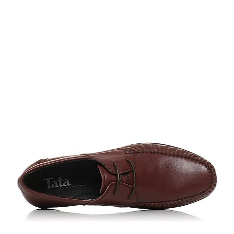 Tata/他她夏季红棕色牛皮复古舒适休闲男皮鞋V2660BM5