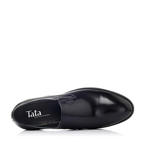 Tata/他她春季黑色时尚商务休闲牛皮革男单鞋DH101AM6
