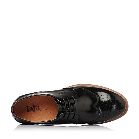 Tata/他她春季黑色漆牛皮革男皮鞋E3316AM6