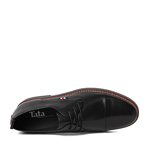 Tata/他她春季专柜同款黑色胎水牛皮革男鞋U153DAM6 专柜1